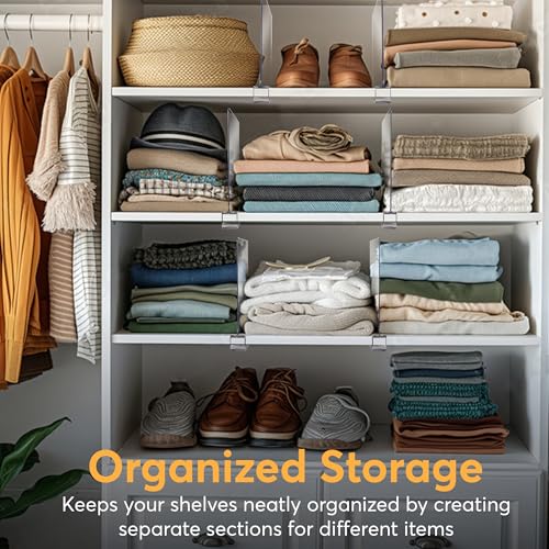 8 Pack Acrylic Shelf Dividers for Closet 11x7.9 Inch – Acrylic Dividers for Shelves Clear Closet Shelf Separators for Purses, Clothes Storage – Vertical Bookshelf Dividers for Bedroom & Kitchen - size: Pack of 8