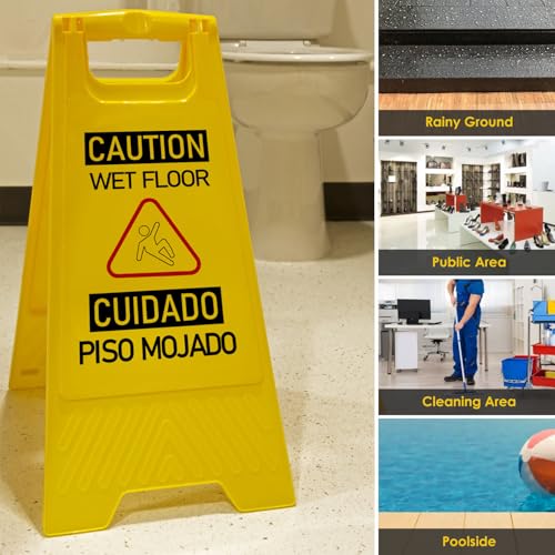 12-Pack A-Frame Double-Sided Bilingual Caution Wet Floor Signs