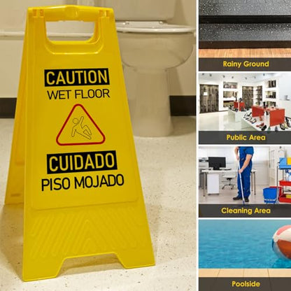 12-Pack A-Frame Double-Sided Bilingual Caution Wet Floor Signs
