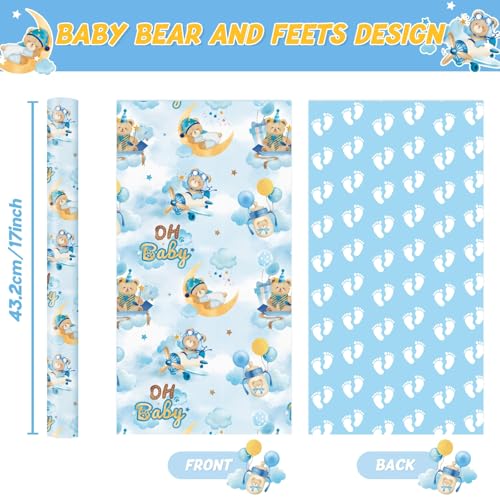WERNNSAI Baby Wrapping Paper - 16.4 ft Bear Wrapping Paper Boy - color: Baby Bear