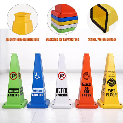 28 Inch Traffic Cones, 3 Pack Green Safety Cones with 4-Way "RESERVED PARKING" Sign and Heavy Rubber Base for Parking Lots, Event Venues, Driveways - color: RESERVED PARKING / GREEN, size: 28inch
