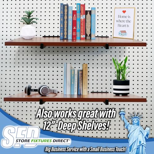 12" Pegboard Straight Arm Faceout Hook, Peg Shelf Bracket, Black, 25 Pack - size: 25 Pack