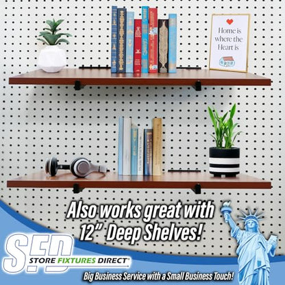 12" Pegboard Straight Arm Faceout Hook, Peg Shelf Bracket, Black, 25 Pack - size: 25 Pack