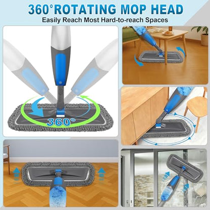 BPAWA Spray Mops for Floor Cleaning: Microfiber Wet Mop for Hardwood Tile - color: Gray-blue
