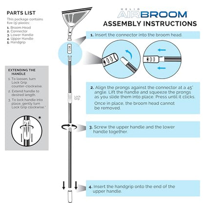 Helio AirBroom 3-Piece Sweeper, Squeegee & Dustpan for Wet/Dry Cleaning