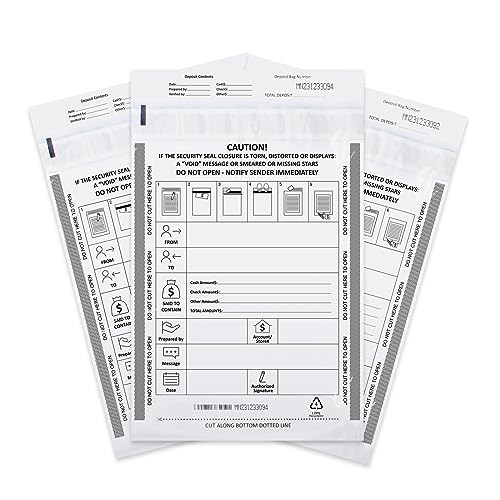 100 Pack 9" x 12" Deposit Bags Tamper-Evident Bags - size: (5) 9 x 12 Inch Tamper-Evident(100pack)