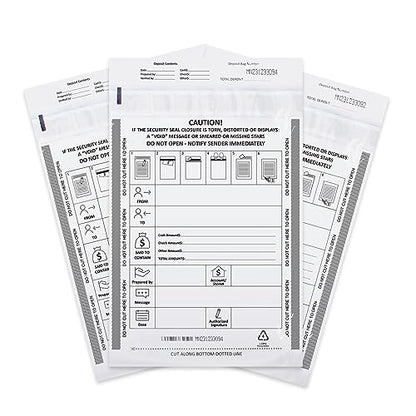 100 Pack 9" x 12" Deposit Bags Tamper-Evident Bags - size: (5) 9 x 12 Inch Tamper-Evident(100pack)
