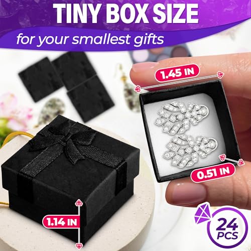 KETAR 24 Pcs Ring Boxes Bulk, 1.57"x1.57", Cardboard, Foam Insert (Black) - color: Black
