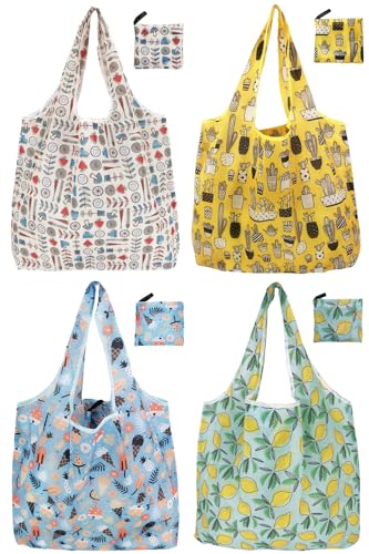 Reusable Grocery Bags, Gift-Ready Packaging, A Fun & Practical Gift - color: Summer 4 Pack