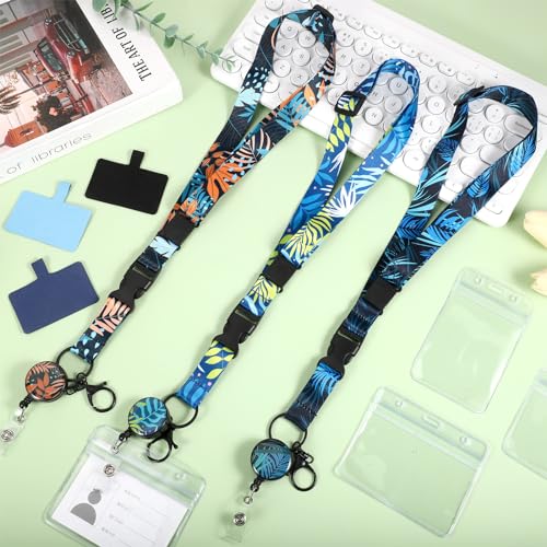 3 Pack Cruise Lanyards with Badge Reels, Holders & Phone Tether Tabs - color: Style B