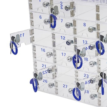 30 Slots Cell Phone Storage Box Clear Acrylic Wall-Mounted Cell Phone Lockers Storage Cabinet Bin with Door Locks for Classroom School Students Office Factory Employees - size: 30 Slots-Acrylic
