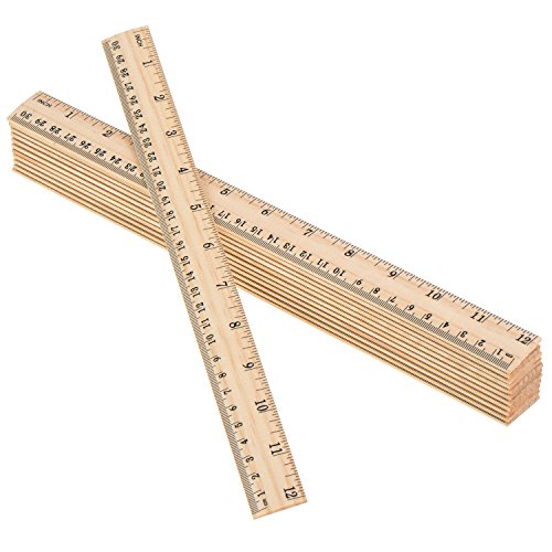 eBoot 12 Pack Wood Rulers Dual Scale Student School Ruler 12 Inch/30 cm