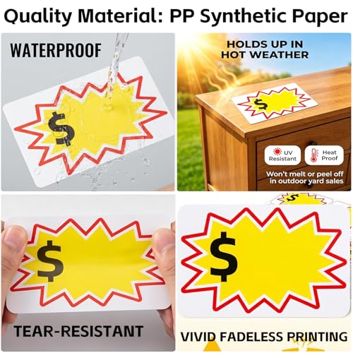 Garage Sale Stickers 2x3&3x4in 240 Pcs Removable Adhesive Price Tag Labels - size: 2x3/3x4