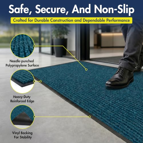 Notrax 109 Industrial Door Mat, 3' x 6' Blue, Made in the USA - color: Slate Blue, size: 3' x 6' (Rectangular)