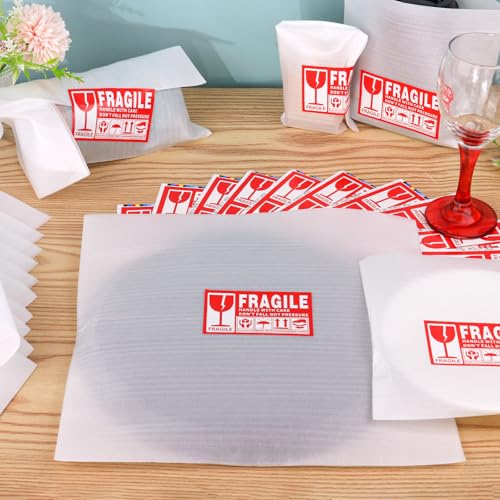 560 Pcs Packing Foam Pouches Kit with Fragile Label Sheet 4 Sizes Cushion Wrap Material for Transportation Moving Supplies Kitchen Dish Plate Glasses Cup(14 x 14'',12 x 12'',12 x 7.5'',7.5 x 7.5 inch)