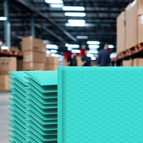 iMBAPrice 100-Pack #2 (8.5" x 12") Premium Hot Teal Color Self Seal Poly Bubble Mailers Padded Shipping Envelopes (Total 100 Bags) - color: Teal Poly Bubble, size: 8.5"x12" Poly (100 Envelopes) Value Pack