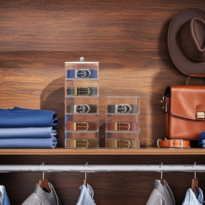 Belt Organizer, 5-Tier Acrylic Belt Storage & Holder for Closet