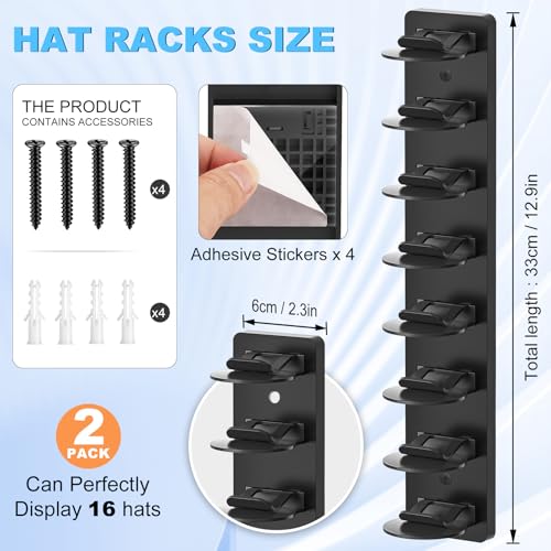 Eiito Hat Organizer for Baseball Caps, 2 Pack - color: Black