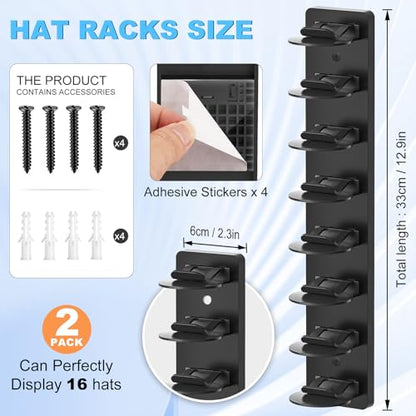 Eiito Hat Organizer for Baseball Caps, 2 Pack - color: Black