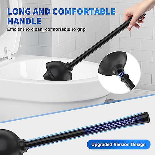 LOVLOY Toilet Plunger and Brush, Bowl Brush and Heavy Duty Toilet Plunger Set with Ventilated Holder, 2-in-1 Toilet Brush and Plunger Combo for 5.3-inch Toilet Drain Bathroom Cleaning (Black) - color: Black