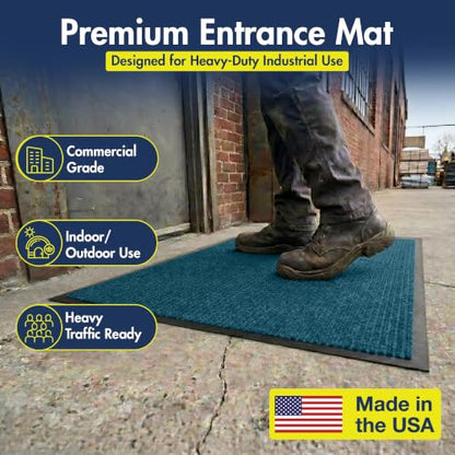Notrax 109 Industrial Door Mat, 2' x 3' Blue, Made in the USA - color: Slate Blue, size: 2' x 3' (Rectangular)