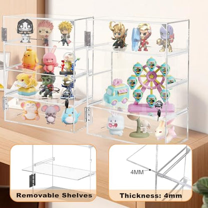 Acrylic Display Case with Lock Key 4 Tier Clear Display Case Locking Cabinet for Collectibles Figure Knife Rock Perfume Countertop Retail Showcase Display Box Wall Mount with Shelves 11.8x5.9x15.7 in
