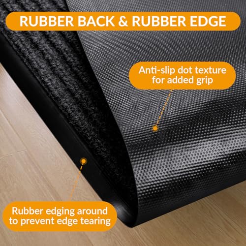 4x8 FT Non-Slip Dirt Trapping Door Mat with Rubber Backing(Jet Black) - color: Jet Black, size: 4' x 8' (Rectangular)
