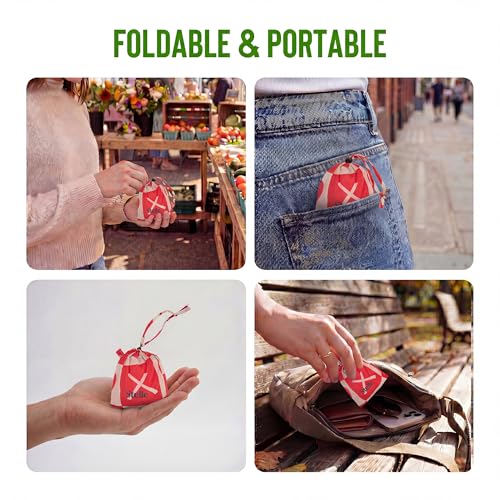 Stelle Lightweight Reusable Grocery Bag with Handles Ripstop Nylon Foldable Tote Shopping Bags for Travel and Groceries - color: Love Match