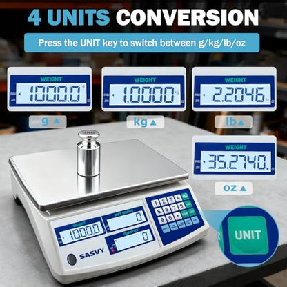 Counting Scale (66lb/30kg, 0.1g) lb/oz/kg/g Industrial Digital Inventory Scale with Battery for Small Parts, Coins, Pieces, Tickets - size: 30kg 0.1g with oz