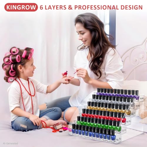 KINGROW Nail Polish Organizer, Acrylic Paint Display for table 6 Tier - size: 6 Layers