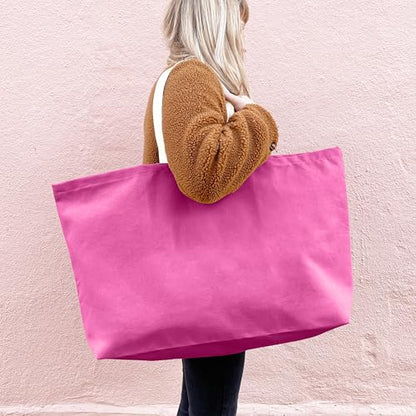 Large Canvas Tote Bag Reusable Extra Big Grocery Bags - color: Pink