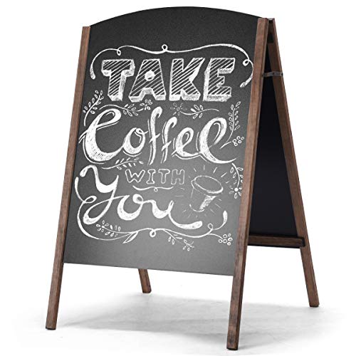 ReunionG A-Frame Wooden Chalkboard, Double-Sided Rustic Standing Blackboard, Removable Archaistic Sidewalk Chalkboard, Indoor and Outdoor Menu Sign Board, Wedding Signage Easel (40" x 26")