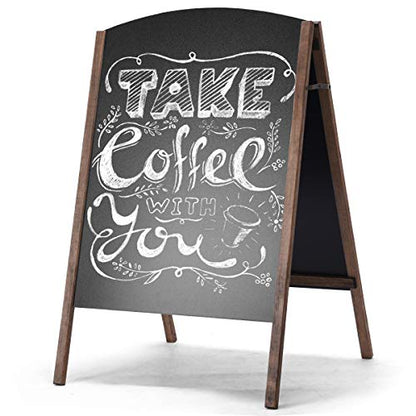 ReunionG A-Frame Wooden Chalkboard, Double-Sided Rustic Standing Blackboard, Removable Archaistic Sidewalk Chalkboard, Indoor and Outdoor Menu Sign Board, Wedding Signage Easel (40" x 26")