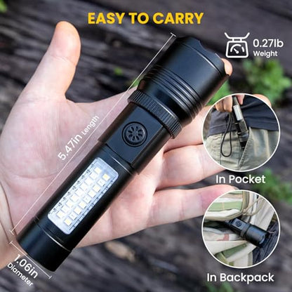 Flashlight Rechargeable Flashlights High Lumens, 99,000 LM Bright LED Flashlight Powered Flash Light, USB Rechargeable Flashlights & Waterproof Handheld Flash lights for Home Camping Hiking(2 Pack)