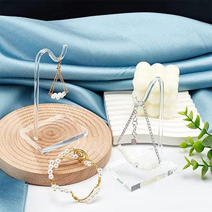 FINGERINSPIRE 3 Set Acrylic Bracelet Display Stand Clear Hook Shape Watch Display Holder 4.9 inch High Jewelry Storage Rack for Bangles Hairband Earrings Jewelry Organizer for Retail Counter Top