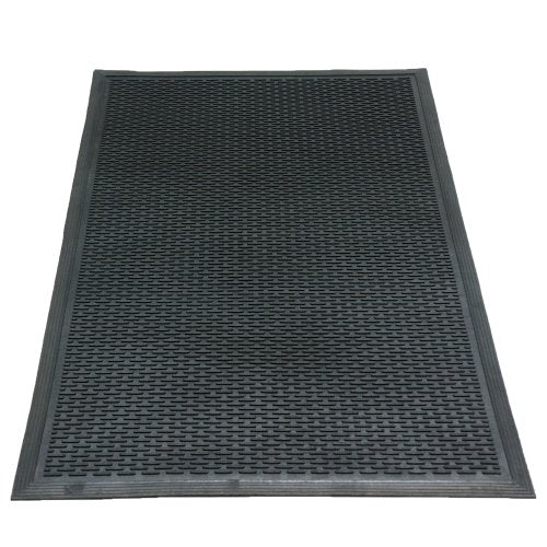 Rubber-Cal "Dura-Scraper Linear" Commercial Rubber Entrance Door Mat - 3/8 in x 3 ft x 5 ft - Black - size: 60"L x 36"W x 0.3"Th