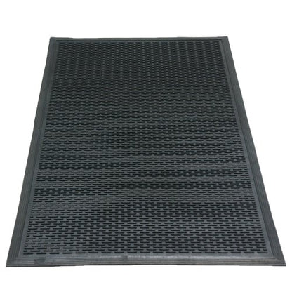 Rubber-Cal "Dura-Scraper Linear" Commercial Rubber Entrance Door Mat - 3/8 in x 3 ft x 5 ft - Black - size: 60"L x 36"W x 0.3"Th