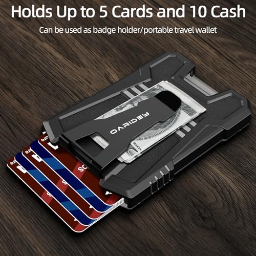 Oaridey Badge Holder/ID Card Holder with Manganese Steel Clip - color: Black&leather