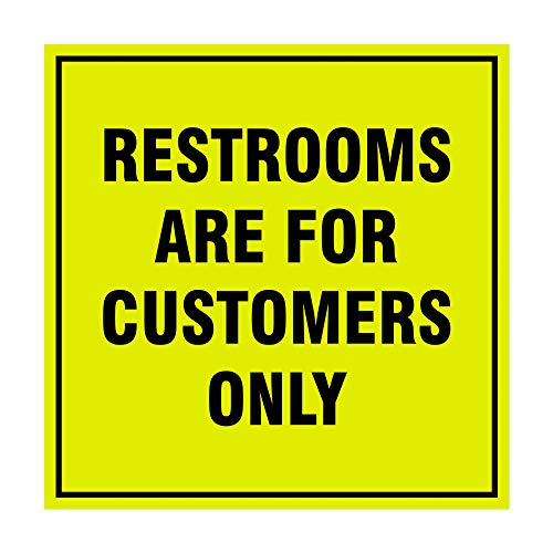 Signs ByLITA Square Restrooms Are For Customers Only Sign (Yellow/Black) - Small 1 Pack - color: Yellow / Black, size: 4 x 4" - Small (1 Pack)
