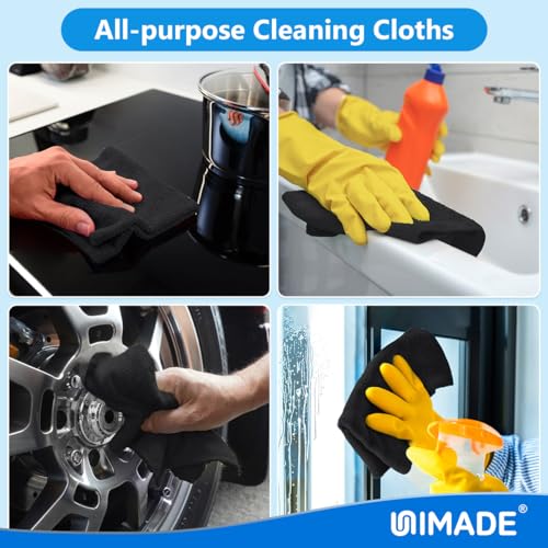 UNIMADE Microfiber Cleaning Cloth, 20 Pack Reusable Microfiber Towels - color: Black, size: 20PK