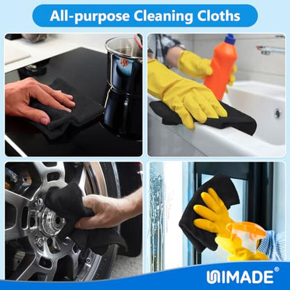 UNIMADE Microfiber Cleaning Cloth, 20 Pack Reusable Microfiber Towels - color: Black, size: 20PK