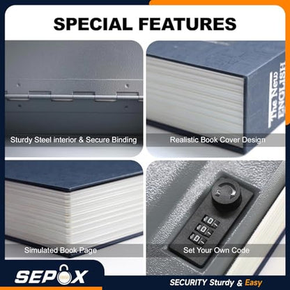 SEPOX® Twins Safe Book Lock Box Real Paper Cover with Larger Steel Interior - color: BlueBlue