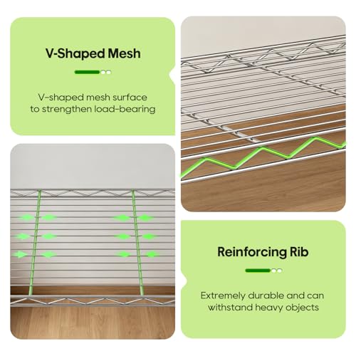 BestOffice | 5-Tier Wire Shelf | 14" x 24" x 60" | Chrome - color: Chrome, size: 14"D x 24"W x 60"H（Adjustable）
