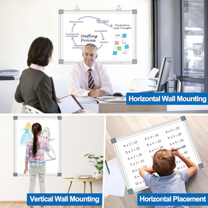 Magnetic White Board Dry Erase Board for Wall 24" x18 (2pcs) Aluminum Frame Magnet White Board for Home, School, Office, Kitchen - size: 24"x18"(2pcs)