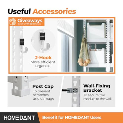 HOMEDANT White 35.9" W 5 Tier Storage Shelves Garage Shelving Unit Metal - color: White, size: 35.9"W x 16.2"D