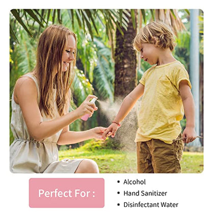 HOMBYS Empty Clear Glass 2oz Small Spray Bottles with Silicone Sleeve Protection - Refillable Containers for Travel, Cleaning Solutions, Essential Oils, Sanitizers - Fine Mist Spray - 4 Pack-Clear - color: Green,Blue,Pink,Army Green