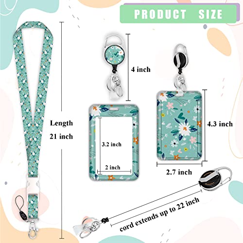 ID Badge Holder with Lanyard,Retractable ID Badge Card Holders Detachable Neck Lanyard Strap with Badge Reel and Vertical ID Holder for Nurse Students Teachers Office Staff(Flower 2) - color: Flower 2