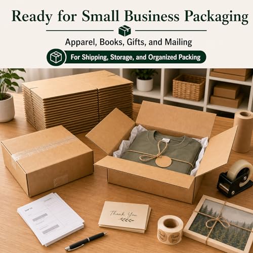 10x10x4 Brown Kraft Shipping Boxes for Small Business, 20 Pack - size: 10x10x4 Inch