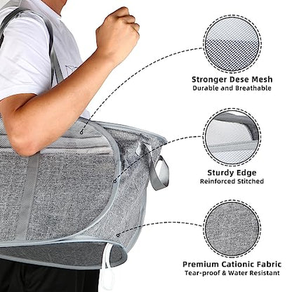 100L Collapsible Laundry Baskets, Tear Proof Pop Up Laundry Hamper with Dual Handles, Large Foldable Laundry Basket, Easy to Carry Laundry Hamper for Home, Laundry Room, Bedroom, Dorm, Travel Grey - color: 100L-1x-Gray