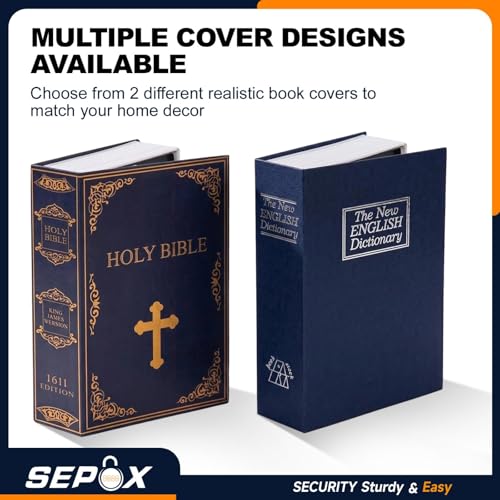 SEPOX® Twins Safe Book Lock Box Real Paper Cover with Larger Steel Interior - color: BlackBlue